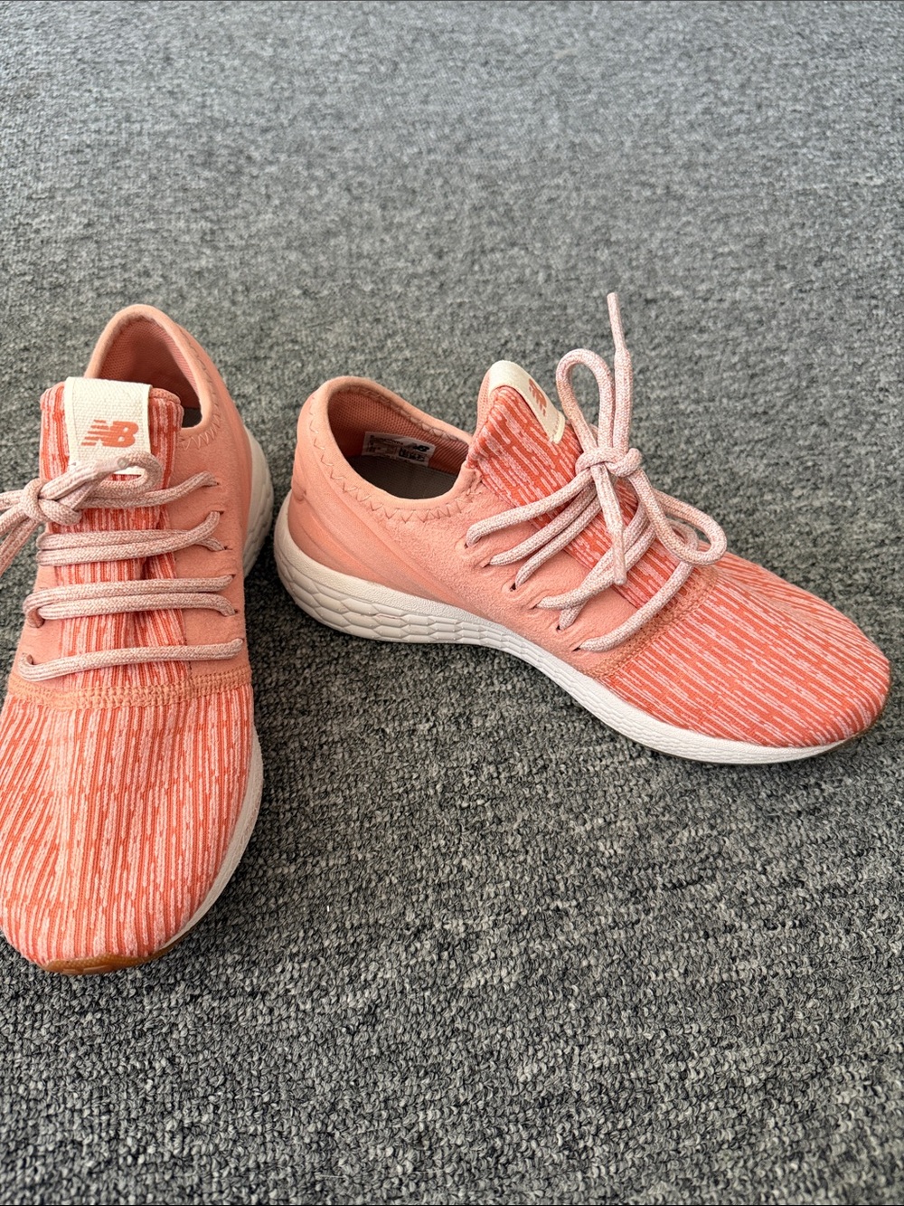 New Balance Women's Coral/Peach Knit Lace-Up Sneakers